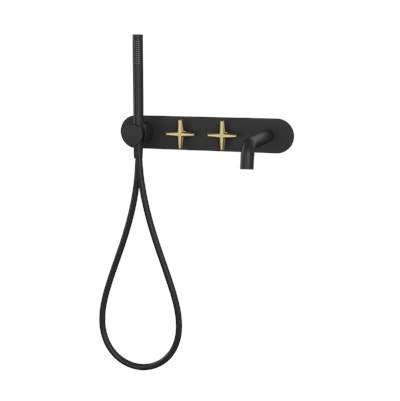 Rubi RLX32DBKOR - Lexa W-Mounted Bath Faucet Matte Black - Brushed Gold