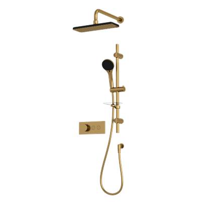 Rubi RON854OR - On 1/2'' Therm. Set Xon69 Rect. Shower Head Gold