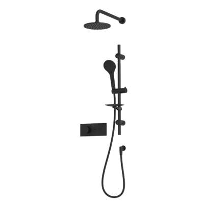 Rubi RON855BK - On 1/2'' Therm. Set Xon69 Round Shower Head Matte Black