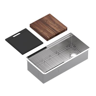 Rohl RUWUM3619WSSB - Culinario™ 36" Stainless Steel Chef/Workstation Sink With Accessories