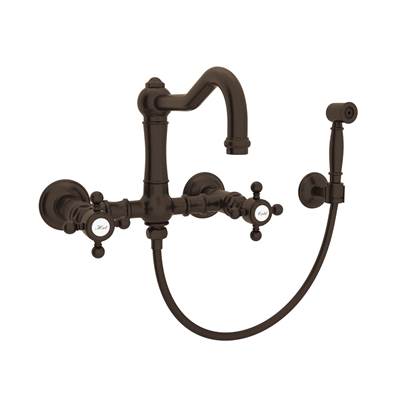 Rohl A1456XMWSTCB-2 - Acqui® Wall Mount Bridge Kitchen Faucet With Sidespray And Column Spout