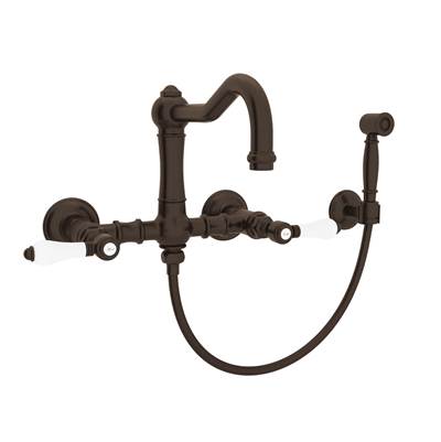 Rohl A1456LPWSTCB-2 - Acqui® Wall Mount Bridge Kitchen Faucet With Sidespray And Column Spout