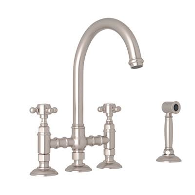 Rohl A1461XMWSSTN-2 - Acqui® Bridge Kitchen Faucet With Side Spray