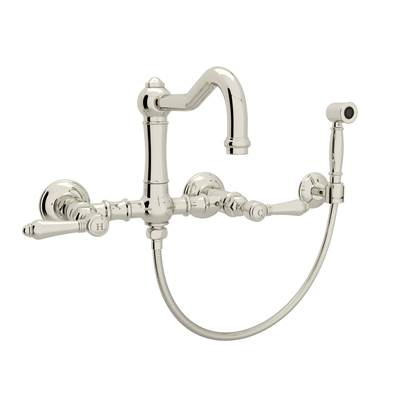 Rohl A1456LMWSPN-2 - Acqui® Wall Mount Bridge Kitchen Faucet With Sidespray And Column Spout