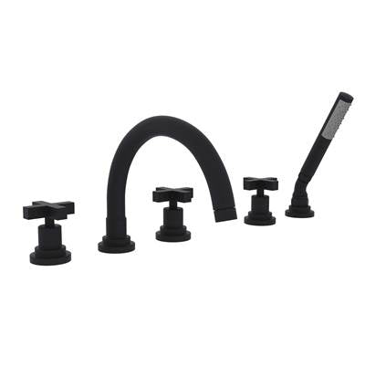 Rohl A2214XMMB - Lombardia® 5-Hole Deck Mount Tub Filler With C-Spout