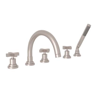 Rohl A2214XMSTN - Lombardia® 5-Hole Deck Mount Tub Filler With C-Spout
