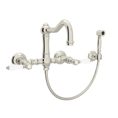 Rohl A1456LPWSPN-2 - Acqui® Wall Mount Bridge Kitchen Faucet With Sidespray And Column Spout