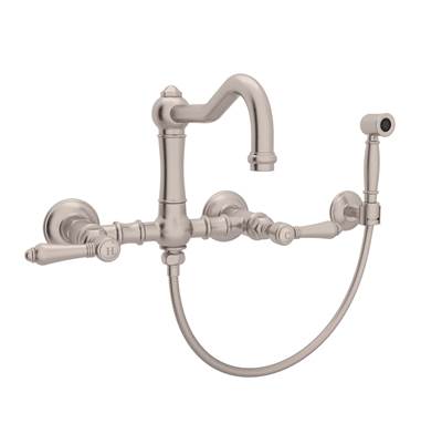 Rohl A1456LMWSSTN-2 - Acqui® Wall Mount Bridge Kitchen Faucet With Sidespray And Column Spout