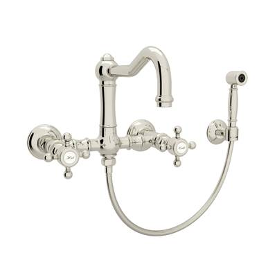 Rohl A1456XMWSPN-2 - Acqui® Wall Mount Bridge Kitchen Faucet With Sidespray And Column Spout
