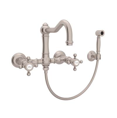 Rohl A1456XMWSSTN-2 - Acqui® Wall Mount Bridge Kitchen Faucet With Sidespray And Column Spout