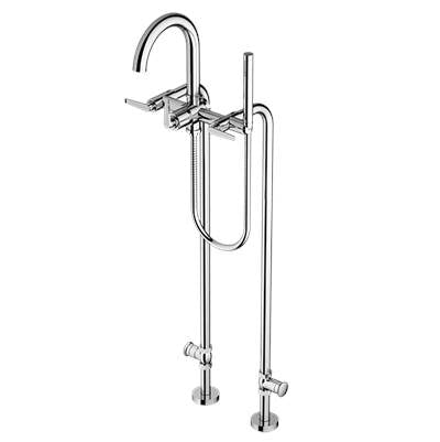 Santec 7053HN70 - Floor Mount Tub Filler With Hand Shower And Shut-Off Valves (Pair)