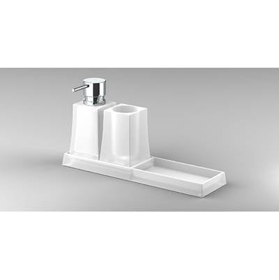 Sonia 131822 - Sonia -S7 Vanity Cntrtop Set Tray/Tumbler/Soap Dspnsr Glass-Chr(D)