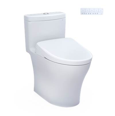 Toto MW6464736CEMFGNA#01 - WASHLET+ Aquia IV One-Piece Elongated Dual Flush 1.28 and 0.9 GPF Toilet with Auto Flush S7A Contemporary Bidet Seat, Cotton White
