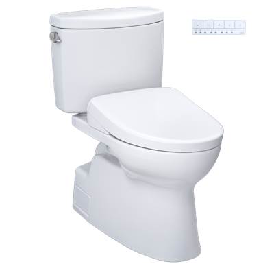 Toto MW4744726CEFGA#01 - WASHLET+ Vespin II Two-Piece Elongated 1.28 GPF Toilet with Auto Flush WASHLET+ S7 Contemporary Bidet Seat, Cotton White