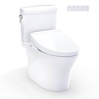Toto MW4363446CEMFGN#01 - WASHLET+ Aquia IV Cube Two-Piece Elongated Dual Flush 1.28 and 0.9 GPF Toilet with S5 Bidet Seat, Cotton White