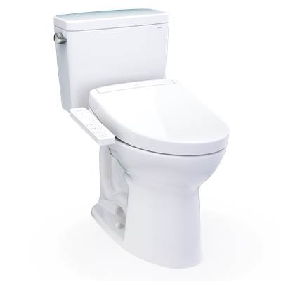 Toto MW7763346CSFG.10#01 - Drake WASHLET+ Two-Piece Elongated 1.6 GPF Universal Height TORNADO FLUSH Toilet with S2 Bidet Seat, 10 Inch Rough-In, Cotton White