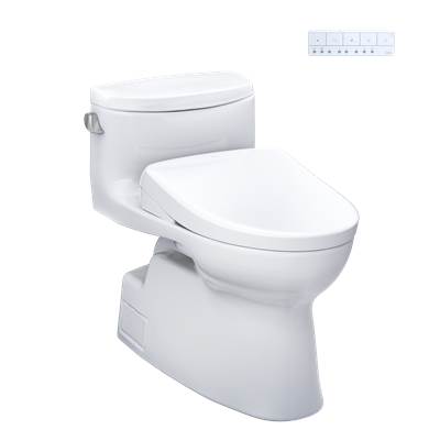 Toto MW6444736CEFG#01 - WASHLET+ Carolina II One-Piece Elongated 1.28 GPF Toilet and WASHLET+ S7 Contemporary Bidet Seat, Cotton White