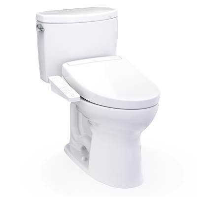 Toto MW4543346CEFG#01 - WASHLET+  Drake II Two-Piece Elongated 1.28 GPF Toilet and WASHLET+ S2 Bidet Seat, Cotton White