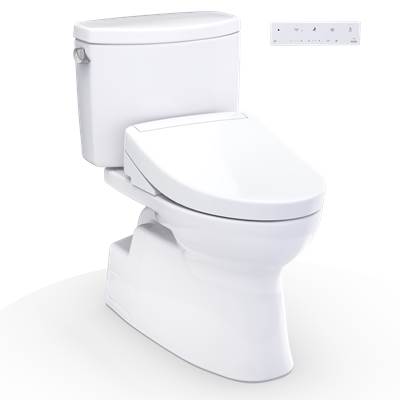 Toto MW4743446CEFG#01 - WASHLET+ Vespin II Two-Piece Elongated 1.28 GPF Toilet and WASHLET+ S5 Bidet Seat, Cotton White