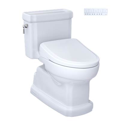 Toto MW9744724CEFG#01 - WASHLET+ Eco Guinevere Elongated 1.28 GPF Universal Height Toilet with S7 Classic Bidet Seat, Cotton White
