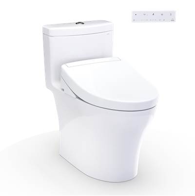 Toto MW6463446CEMFGN#01 - WASHLET+ Aquia IV One-Piece Elongated Dual Flush 1.28 and 0.9 GPF Toilet and WASHLET S5 Bidet Seat, Cotton White