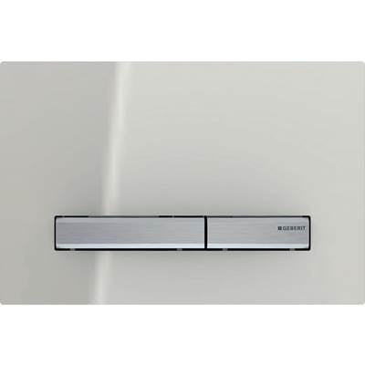 Geberit 115.788.JL.2 - Geberit Sigma50 Actuator Plate, Square, Dual Flush, Metal Colour Chrome-Plated: Base Plate: Chrome / Glossy, Cover Plate: Sand Grey / Glossy Glass, Button: Chrome / Brushed, Easy-To-Clean Coated