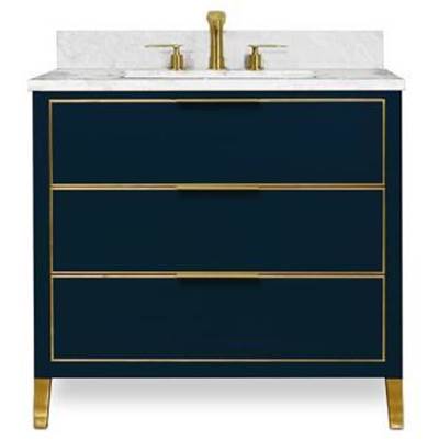 Icera V-5036.074- Muse Vanity Cabinet 36-In, Navy Blue With Satin Brass