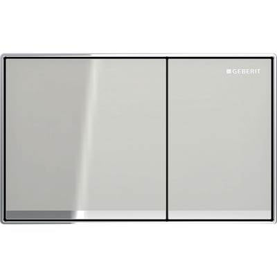 Geberit 115.081.JL.1 - Geberit Omega60 Actuator Plate, Square, Dual Flush, Surface-Even: Button: Sand Grey / Glossy Glass, Design Stripes: Reflective Glass, Frame: Chrome / Glossy