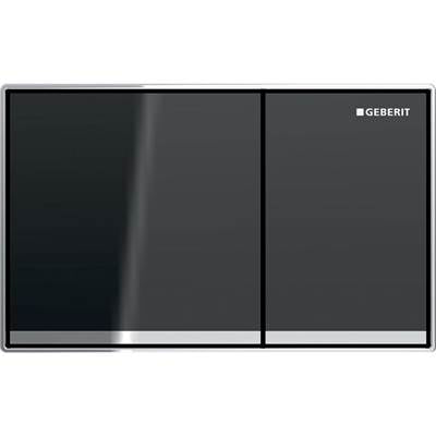 Geberit 115.081.JK.1 - Geberit Omega60 Actuator Plate, Square, Dual Flush, Surface-Even: Button: Lava / Glossy Glass, Design Stripes: Reflective Glass, Frame: Chrome / Glossy