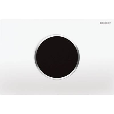 Geberit 115.907.KJ.6 - Geberit Electronic Wc Flush Control, Mains Operation, For Sigma Concealed Cistern 12 Cm, With Sigma10 Actuator Plate, Round, Automatic / Touchless: Plate: White Alpine / Glossy, Design Ring/-S: Chrome / Glossy
