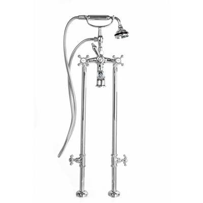 Cheviot 5117/3970-BK- 5100 Series Free-Standing Tub Filler With Stop Valves - Cross Handles - Metal Accents