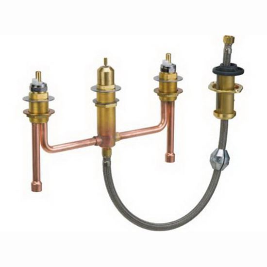 Delta R4716 4-Hole Solid Brass 4-Piece Fixed Roman Tub Rough-In Valve with Hand Shower - FaucetExpress.ca