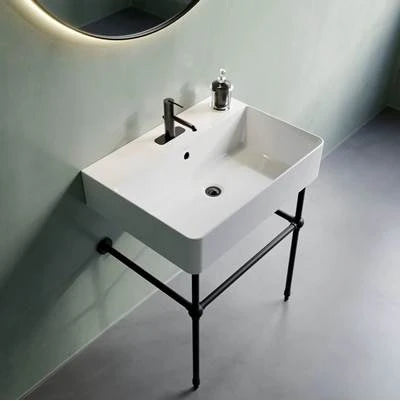 Cheviot 1296-WH-1/575-BK- NUO 2 Console Sink - FaucetExpress.ca