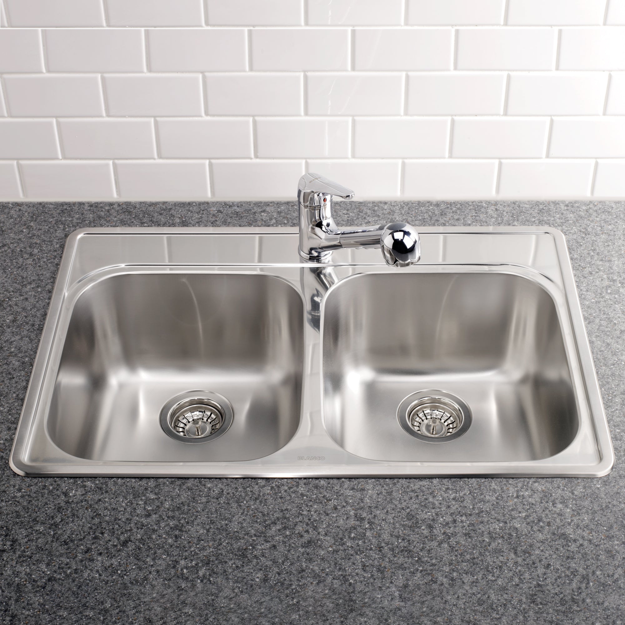 Blanco 400001- ESSENTIAL 2 (1 Hole) Drop-in Kitchen Sink, Stainless Steel - FaucetExpress.ca