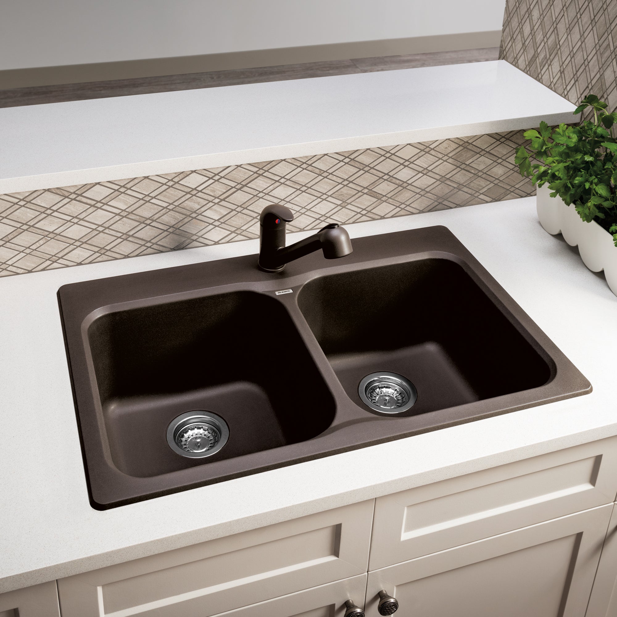 Blanco 400307- VISION 210 Drop-in Kitchen Sink, SILGRANIT®, Café - FaucetExpress.ca