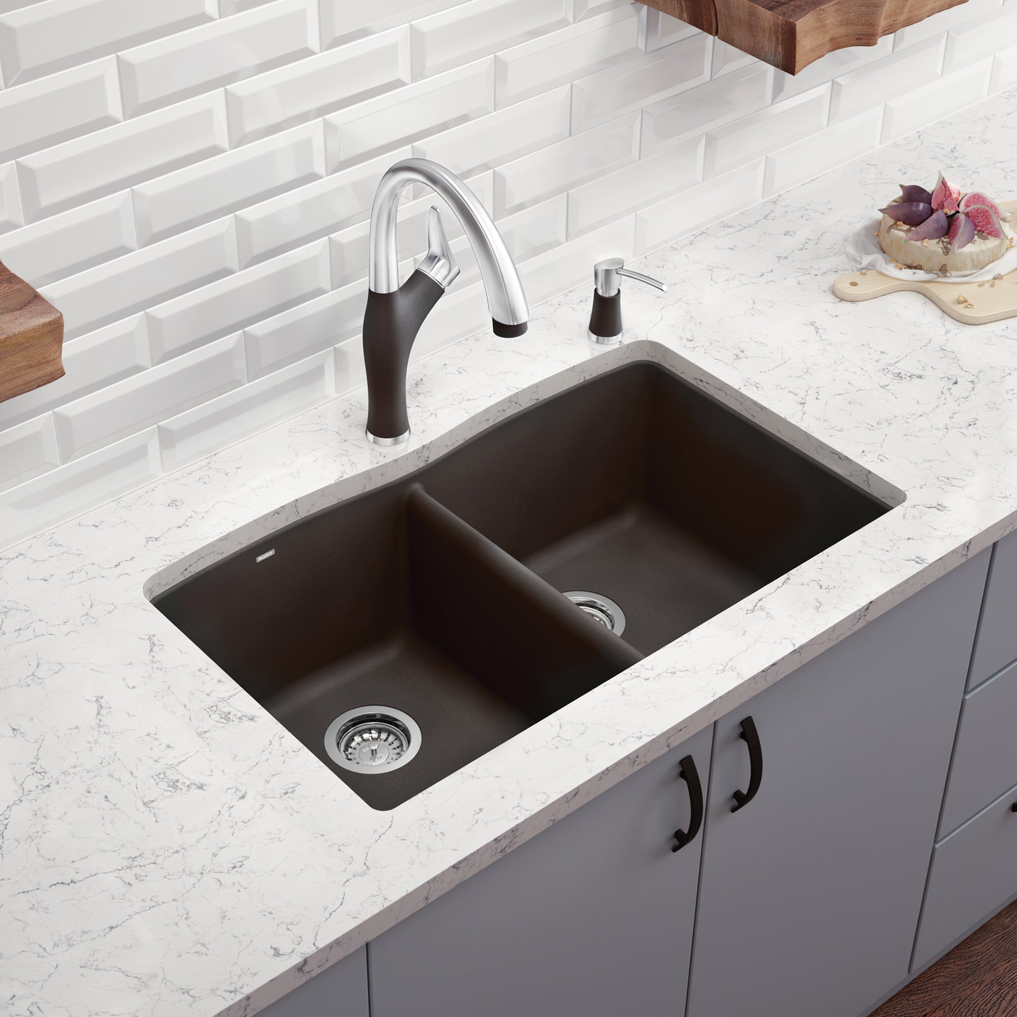 Blanco 400322- DIAMOND U 2 Double Bowl Undermount Sink, SILGRANIT®, Café - FaucetExpress.ca