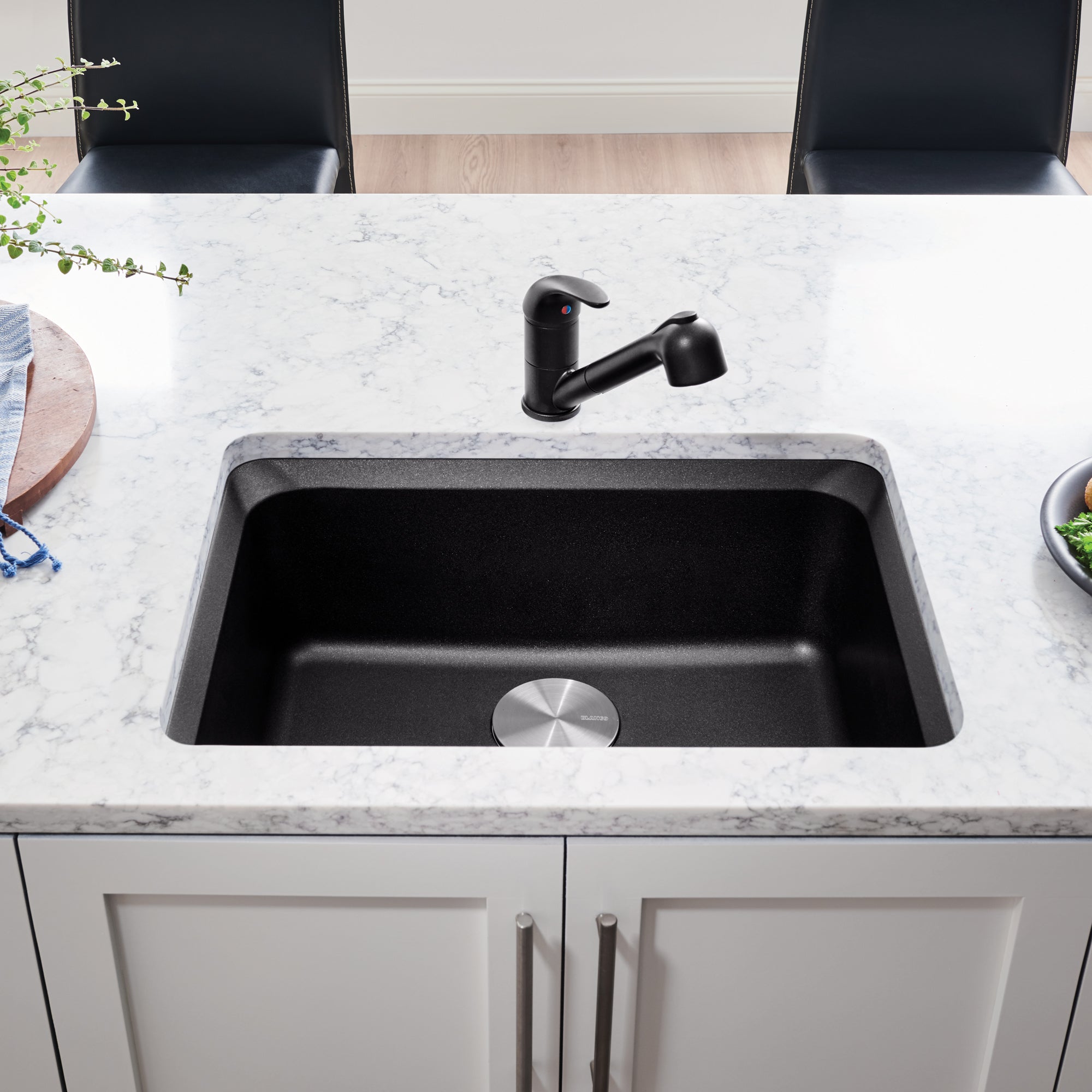 Blanco 400492- VISION U 1 Undermount Kitchen Sink, SILGRANIT®, Anthracite - FaucetExpress.ca