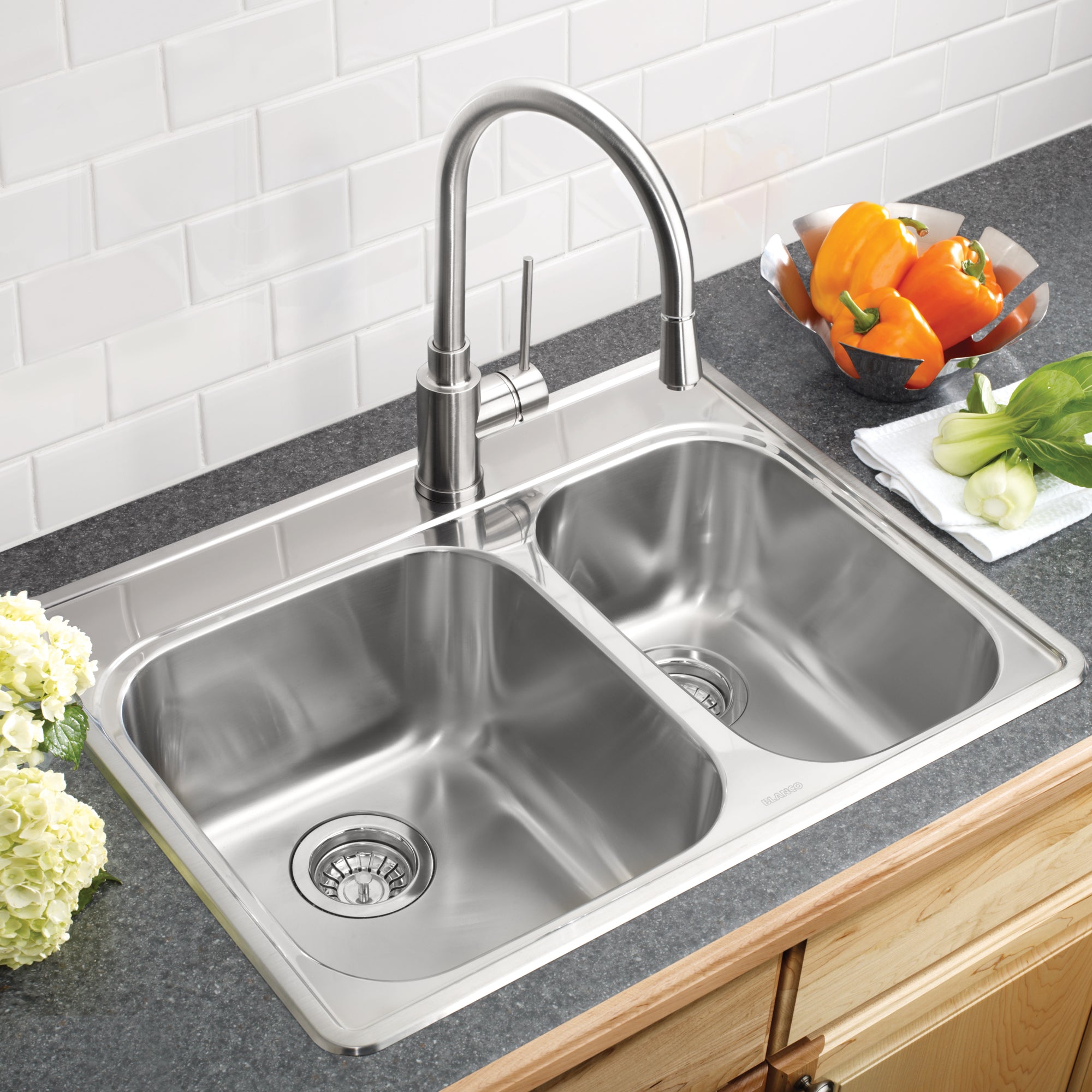 Blanco 401001- ESSENTIAL 1 ½ (1 Hole) Drop-in Kitchen Sink, Stainless Steel - FaucetExpress.ca