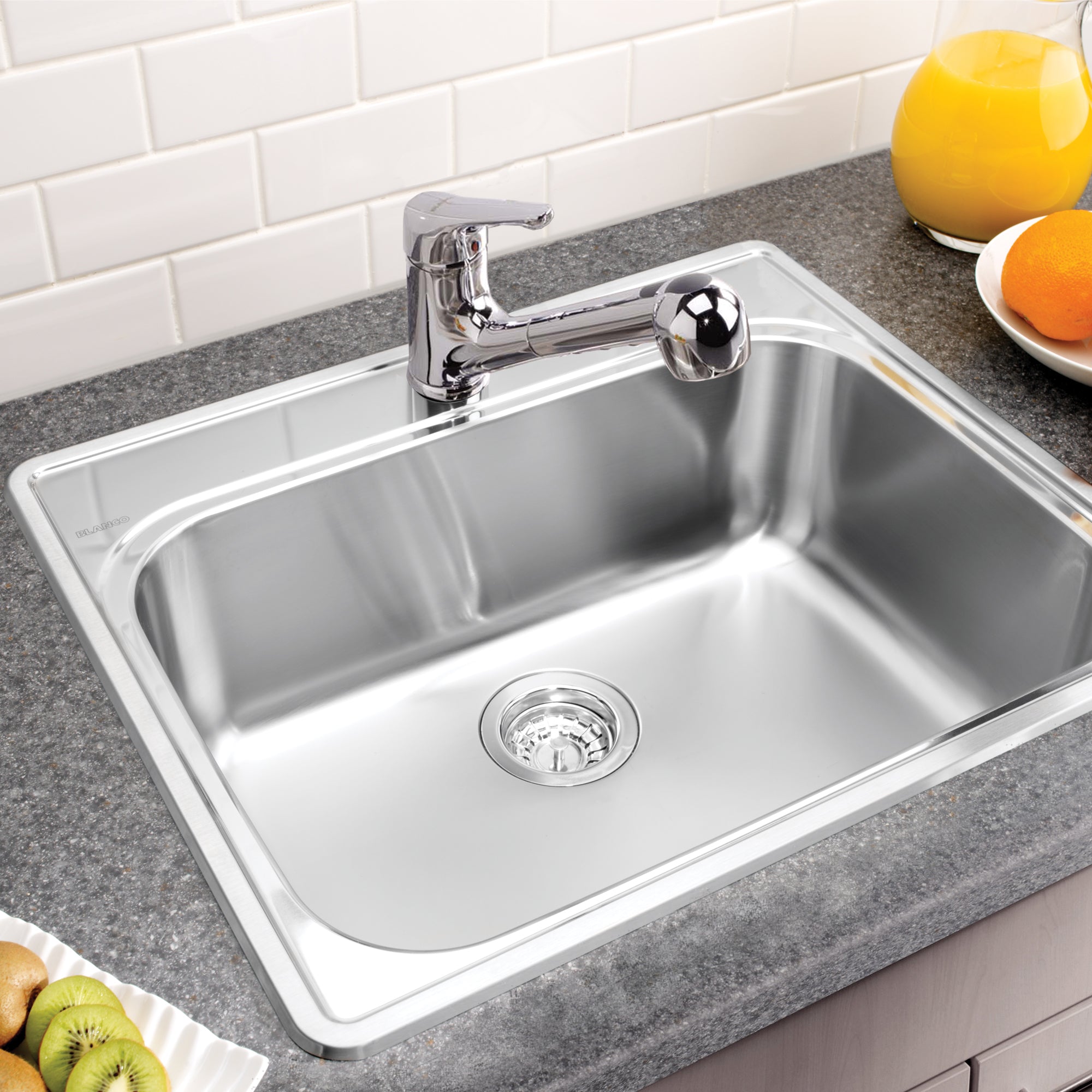 Blanco 401101- ESSENTIAL 1 (1 Hole) Drop-in Kitchen Sink, Stainless Steel - FaucetExpress.ca