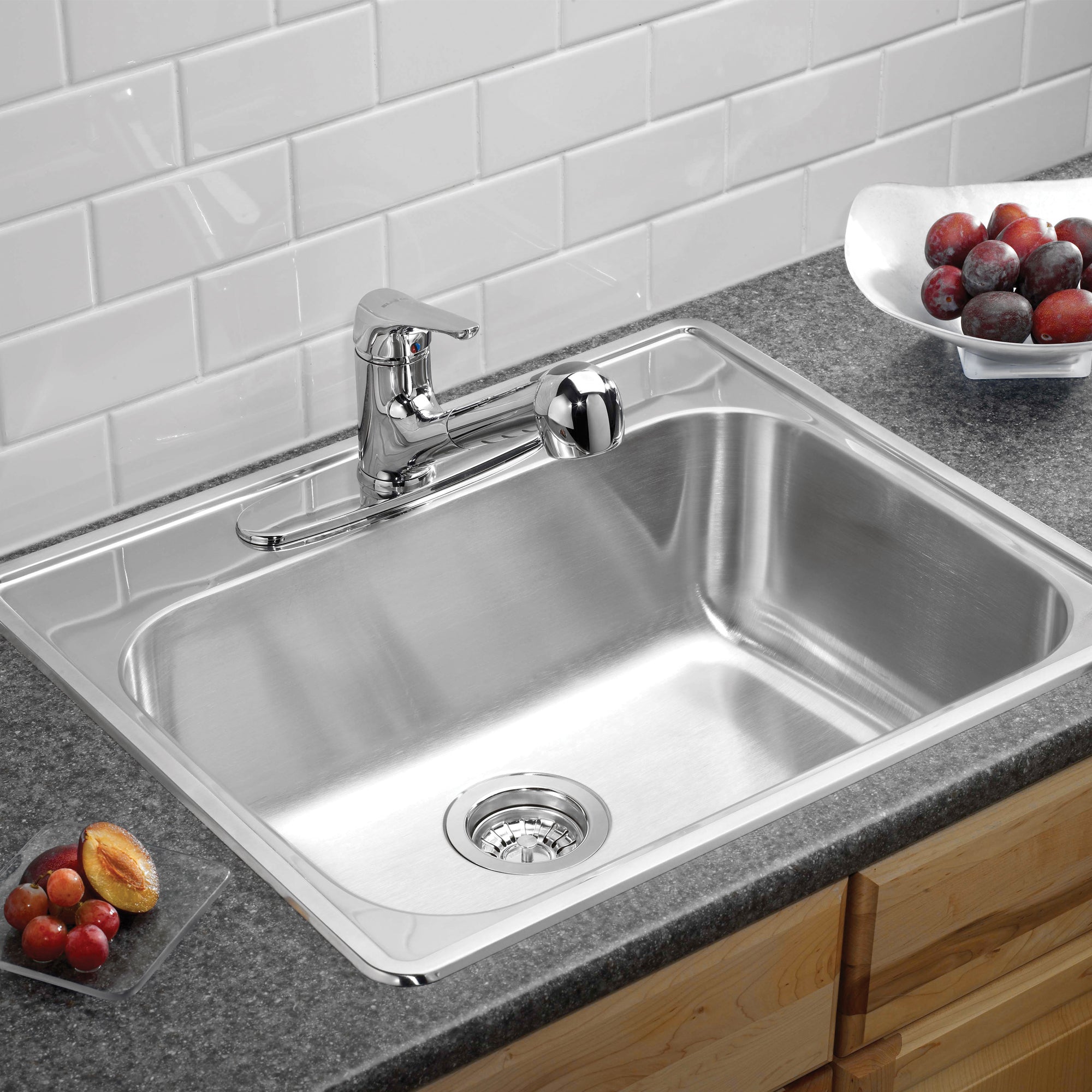 Blanco 401103- ESSENTIAL 1 (3 Holes) Drop-in Kitchen Sink, Stainless Steel - FaucetExpress.ca