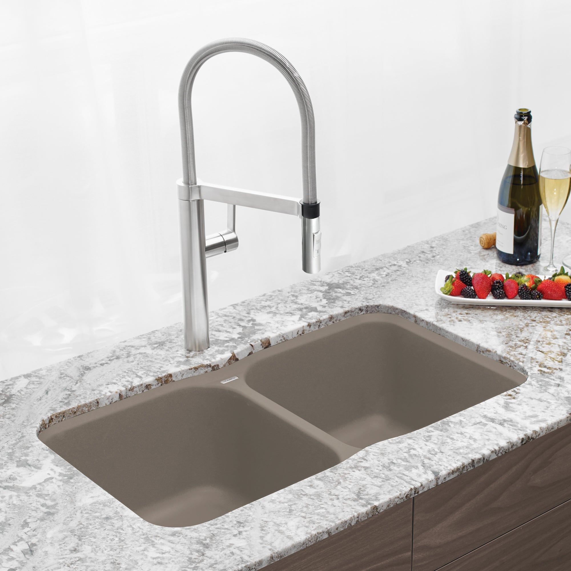 Blanco 401144- VISION U 2 Undermount Kitchen Sink, SILGRANIT®, Truffle - FaucetExpress.ca