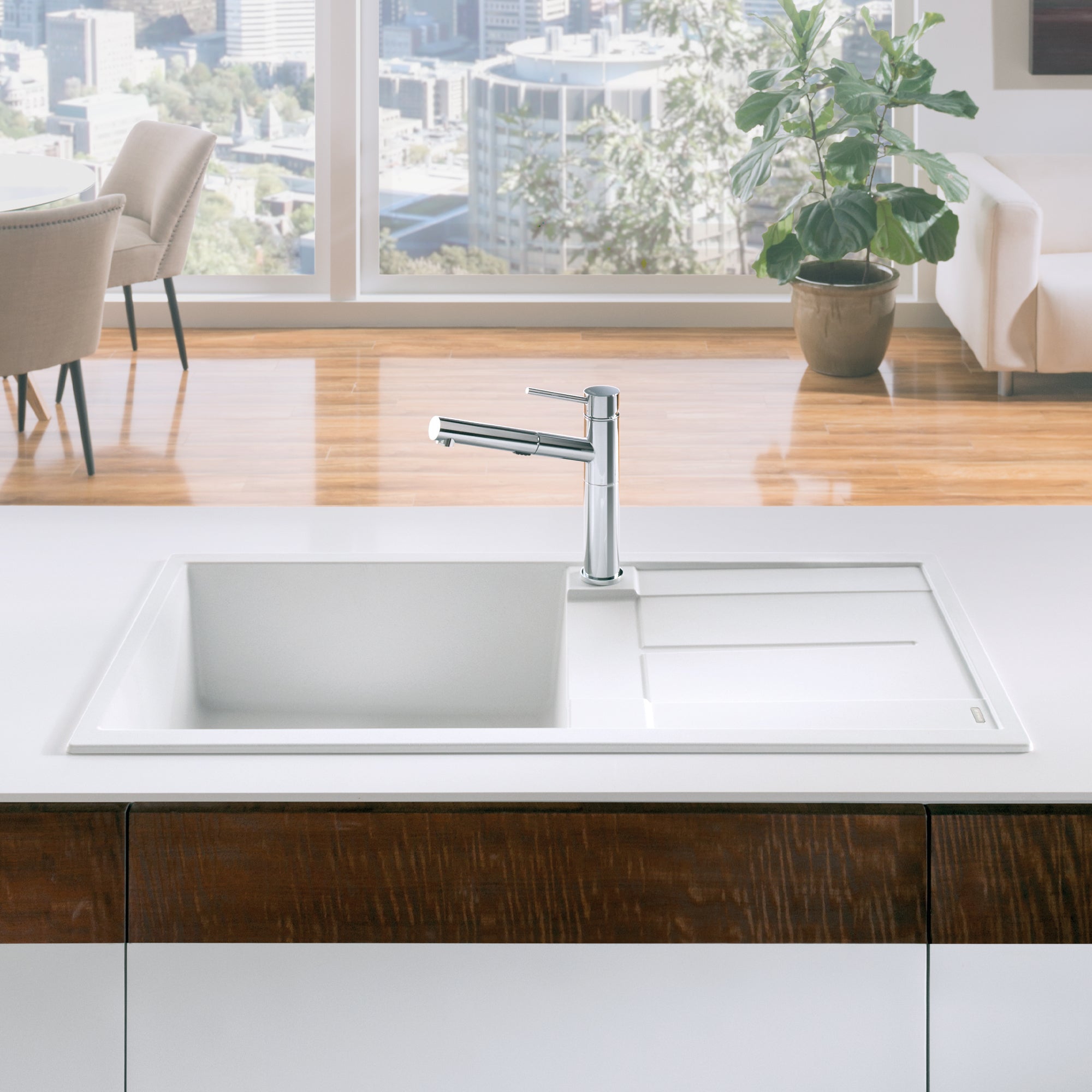 Blanco 401335- METRA X Drop-in Kitchen Sink, SILGRANIT®, White - FaucetExpress.ca