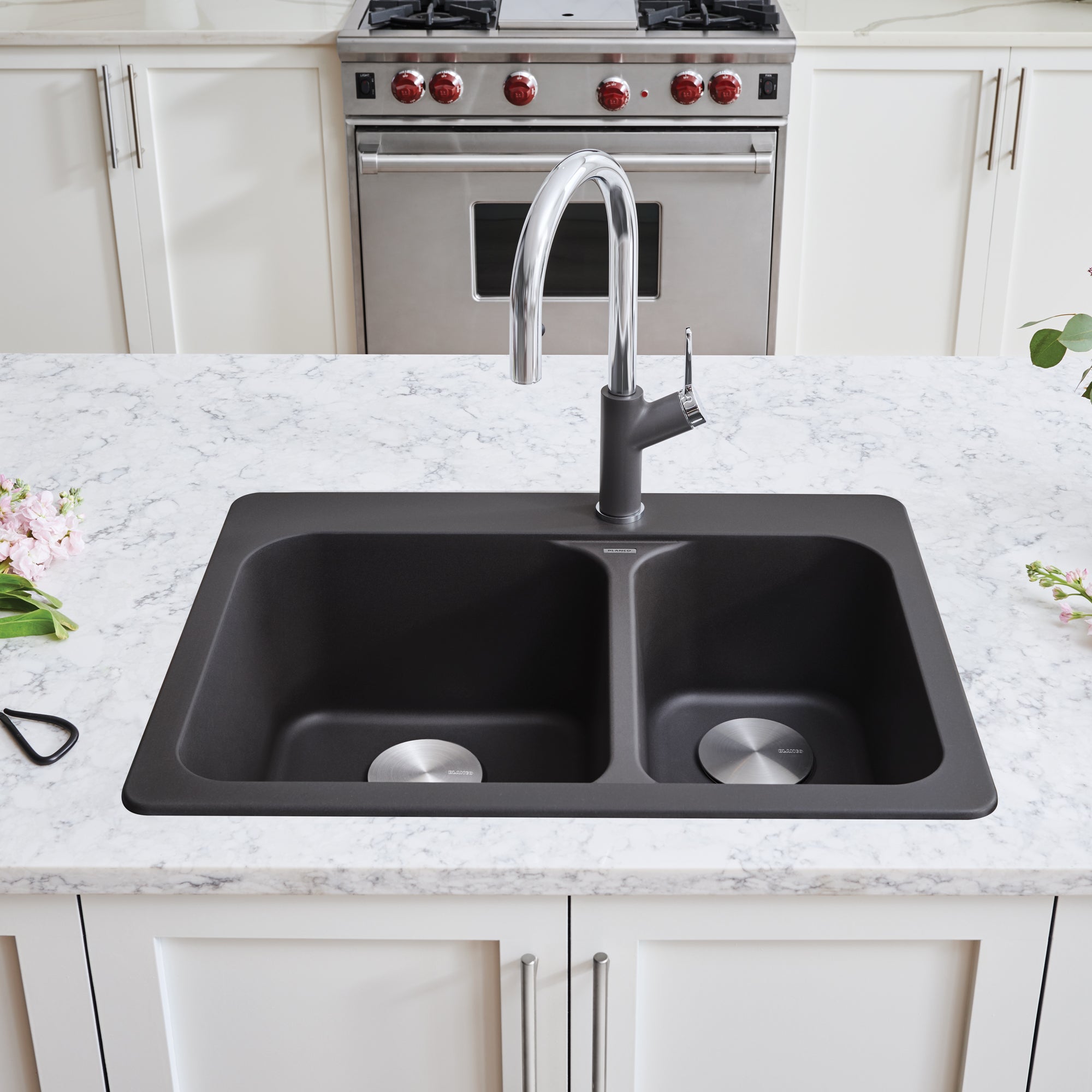 Blanco 401392- VISION 1 ½ Drop-in Kitchen Sink, SILGRANIT®, Cinder - FaucetExpress.ca