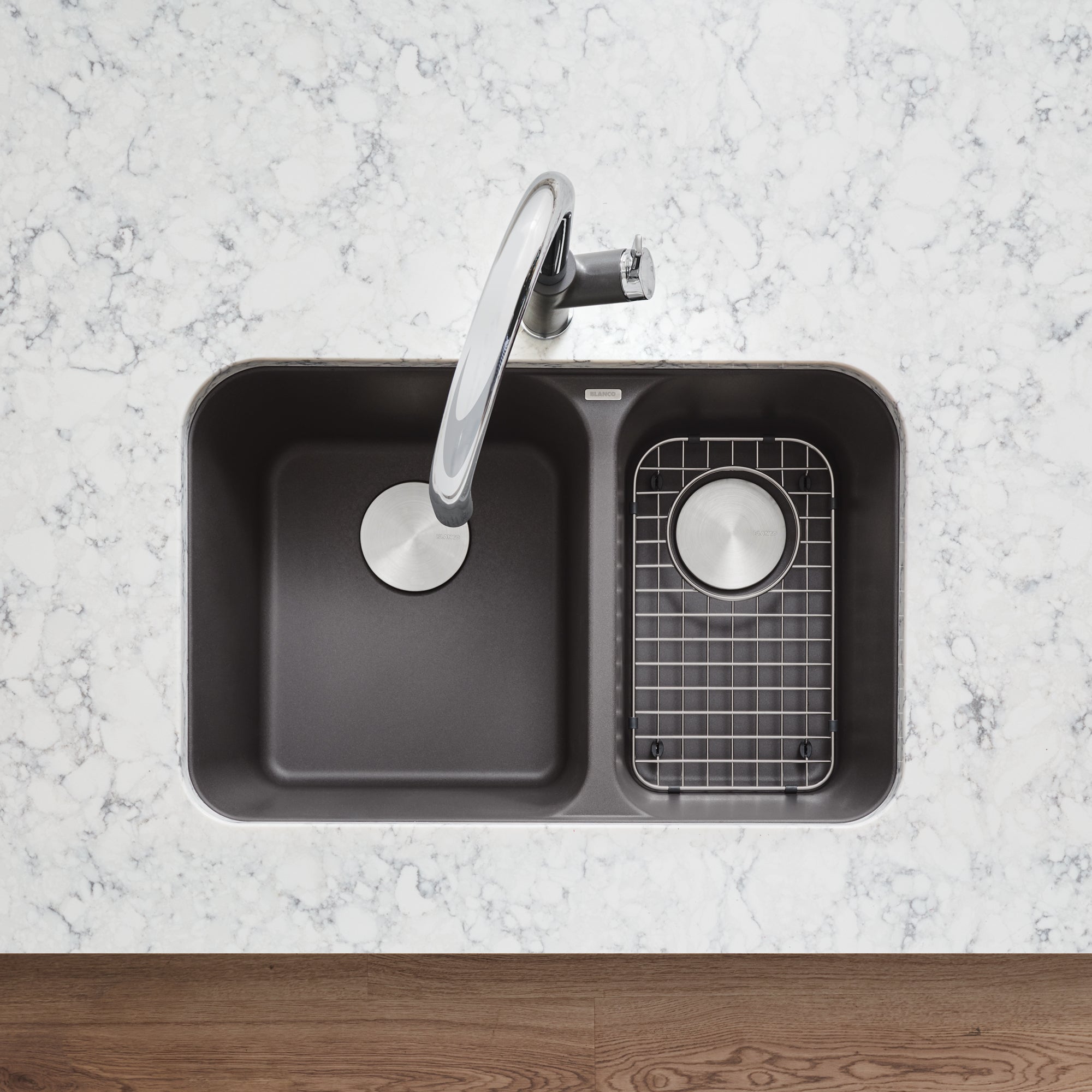 Blanco 401393- VISION U 1 ½ Undermount Kitchen Sink, SILGRANIT®, Cinder - FaucetExpress.ca