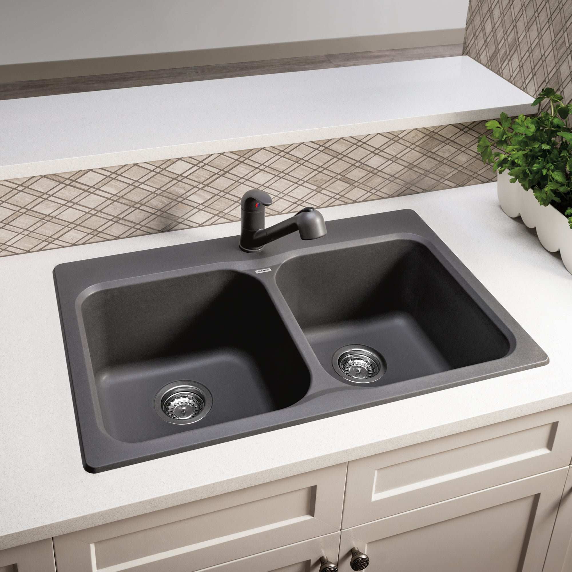 Blanco 401399- VISION 210 Drop-in Kitchen Sink, SILGRANIT®, Cinder - FaucetExpress.ca