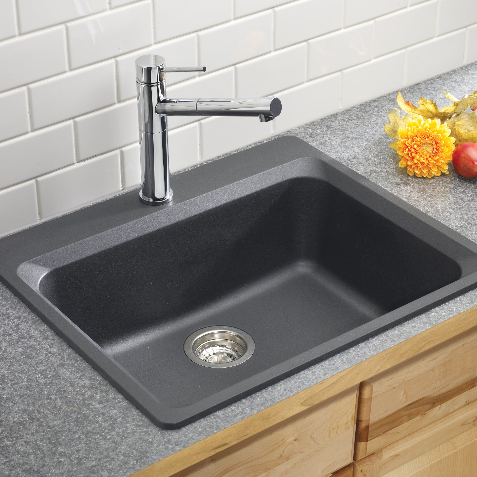 Blanco 401401- VISION 1 Drop-in Kitchen Sink, SILGRANIT®, Cinder - FaucetExpress.ca