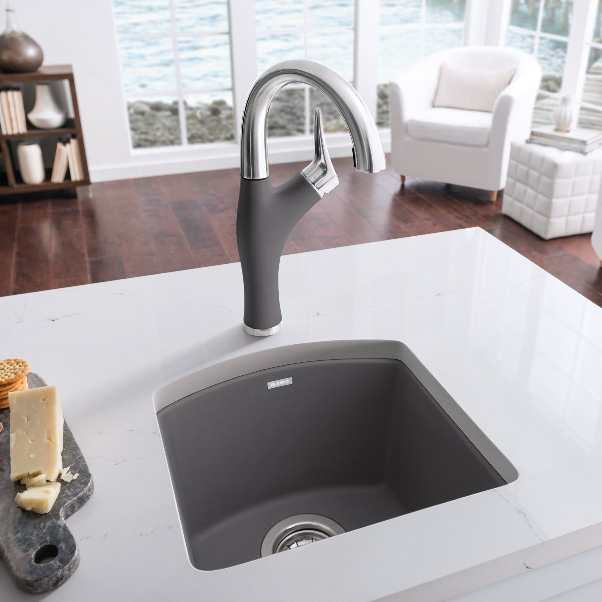 Blanco 401405- DIAMOND Mini Drop-in Bar/Prep Sink, SILGRANIT®, Cinder - FaucetExpress.ca