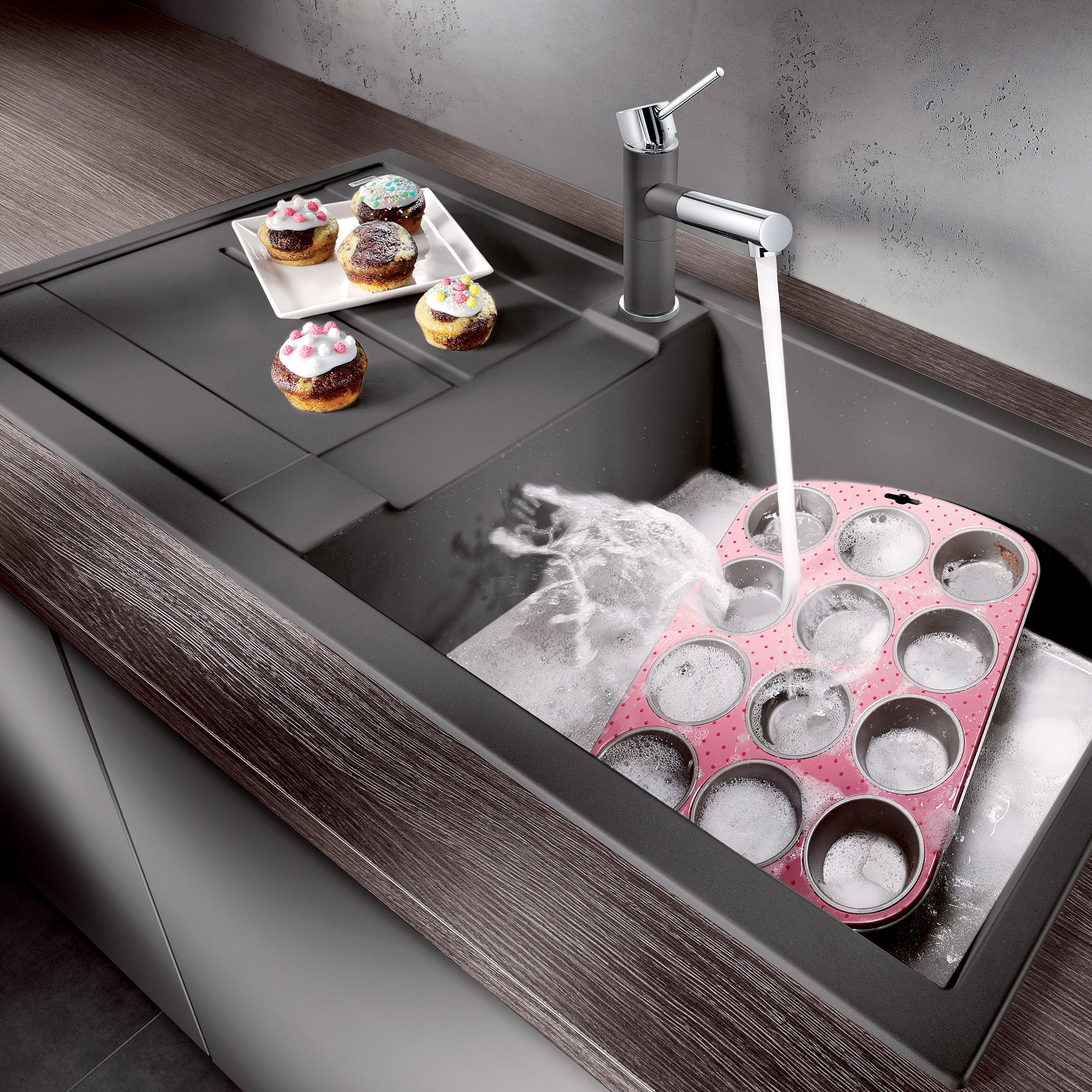 Blanco 401413- METRA X Drop-in Kitchen Sink, SILGRANIT®, Cinder - FaucetExpress.ca
