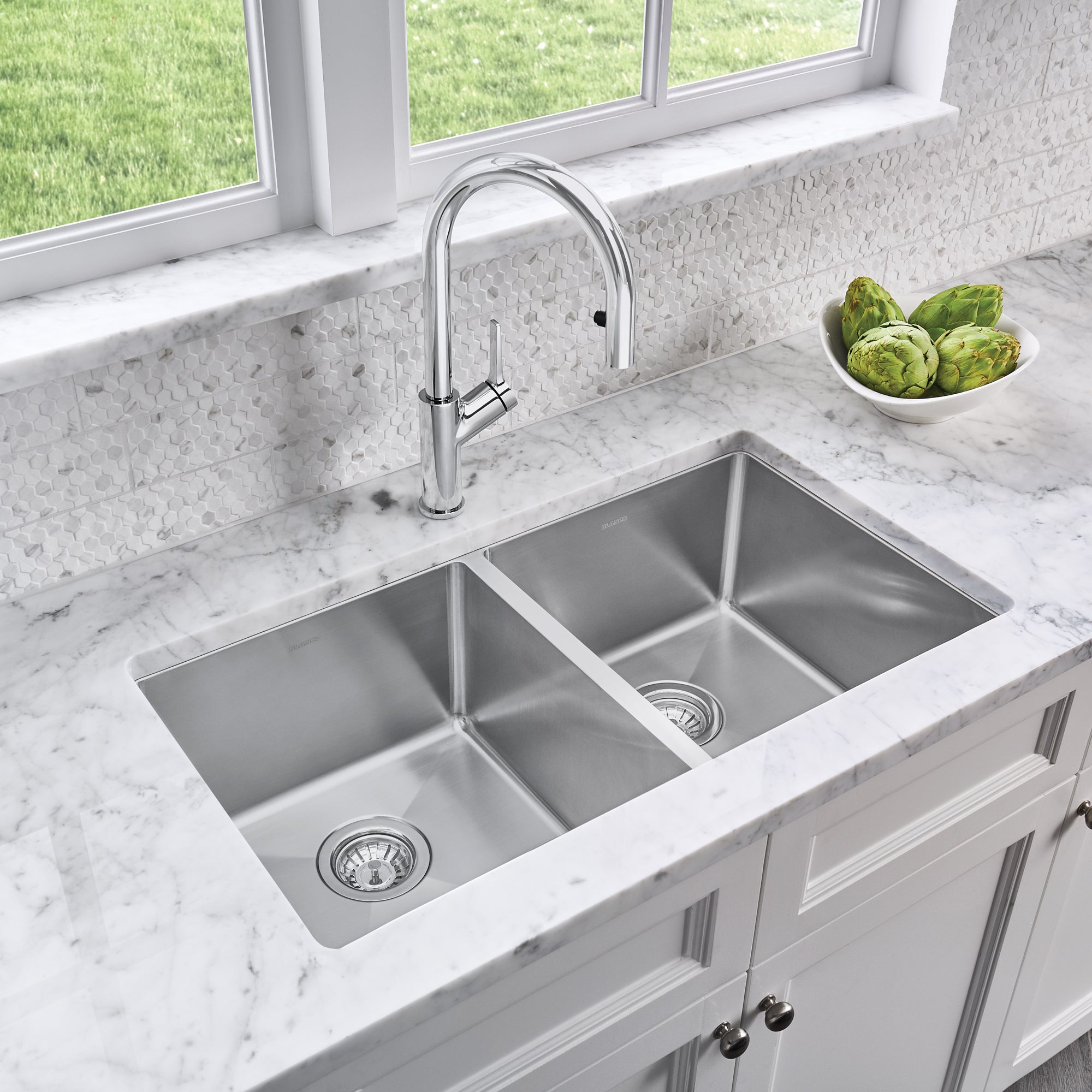 Blanco 401519- QUATRUS R15 U 2 Undermount Kitchen Sink, Stainless Steel - FaucetExpress.ca