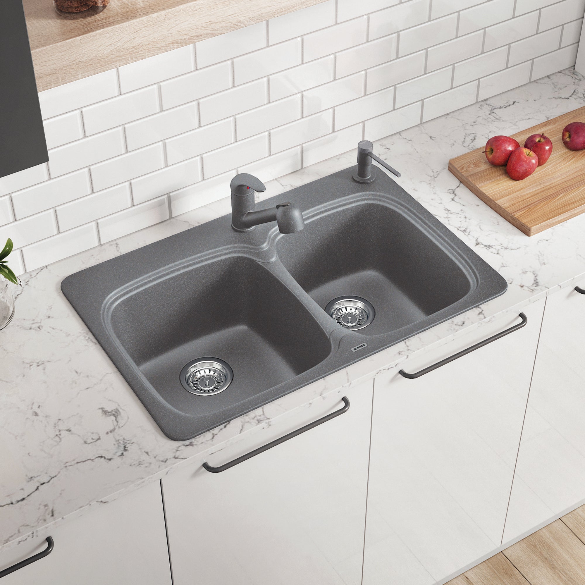 Blanco 401670- VIENNA 210 Drop-in Kitchen Sink, SILGRANIT®, Metallic Gray - FaucetExpress.ca
